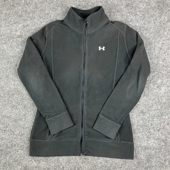 Under Armour Jacket Womens M Black Full Zip Fleece WarmAthleticOutdoorSportswear - Picture 1 of 8